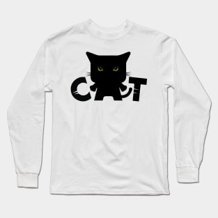 Black Cat With Monster Eyes Long Sleeve T-Shirt